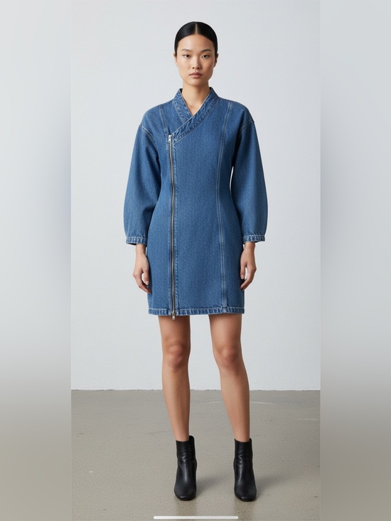 Etica Jackets & Blazers - Etica Medium Blue Longline Asymmetric Denim Jacket NWOT